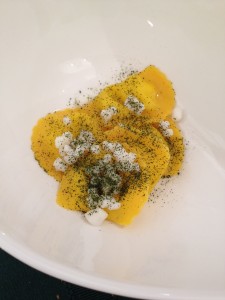 Olive oil/Parmigiana filled Ravioli with Cuttlefish